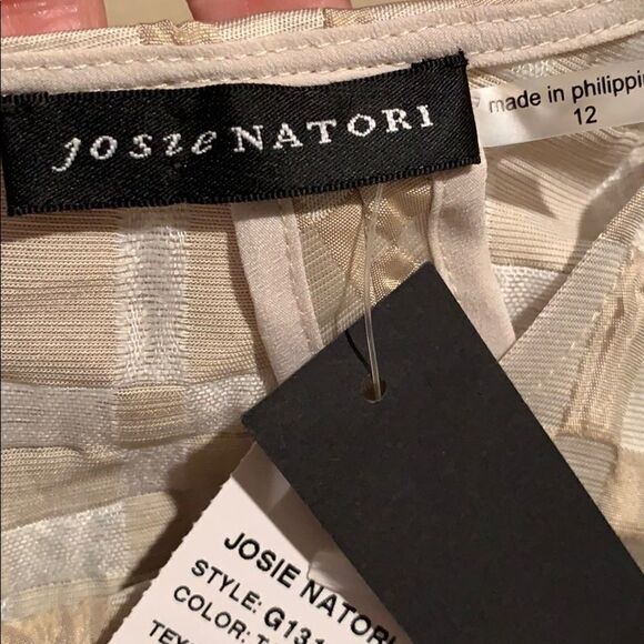 NWT Josie Natori Tan Fit Flare Jacquard Dress 12 - Picture 5 of 6